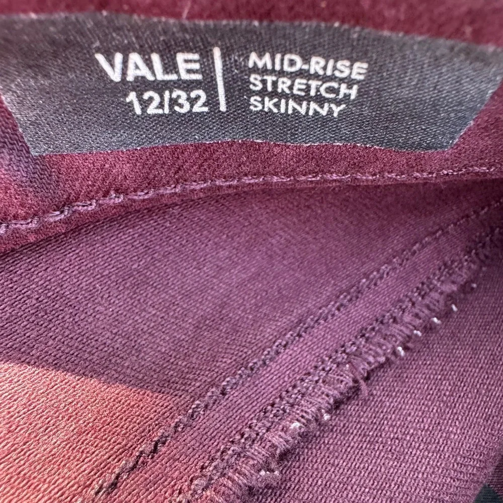 Buffalo David Bitton Vale Burgundy Mid-Rise Stretch Skinny Jeans 12 Jewel Tone